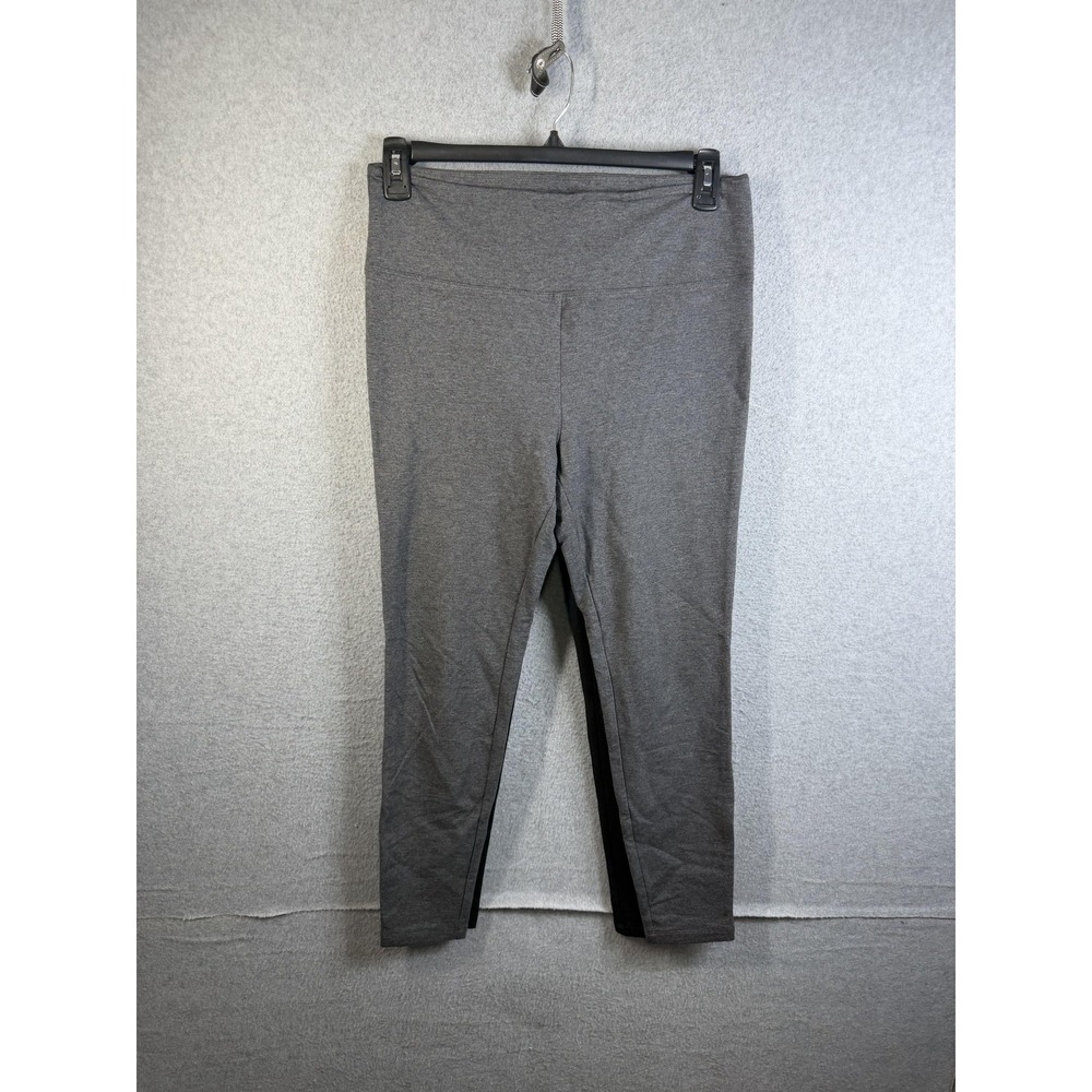 Max & Mia Leggings Womens Large Black Gray High Rise Ankle Stretch Lot Of 2
